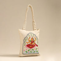 Beige - Pattachitra Handpainted Shoulder Bag from Odisha 24