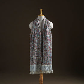 Floral Sanganeri Print Pure Merino Wool Handwoven Shawl 70