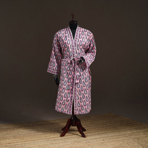 Sanganeri Hand Block Print Cotton Bath Robe 47