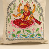 Beige - Pattachitra Handpainted Shoulder Bag from Odisha 24