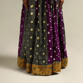 Multicolor - Bandhani Tie-Dye 24 Kali Patchwork Cotton Long Skirt 04