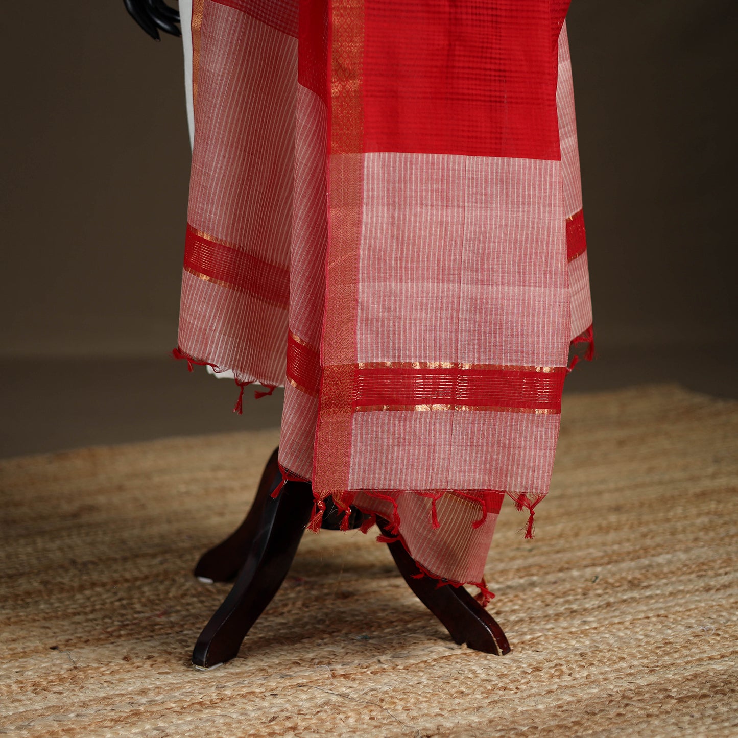 Pure Handloom Cotton Nizam Zari Border Mangalagiri Dupatta 04
