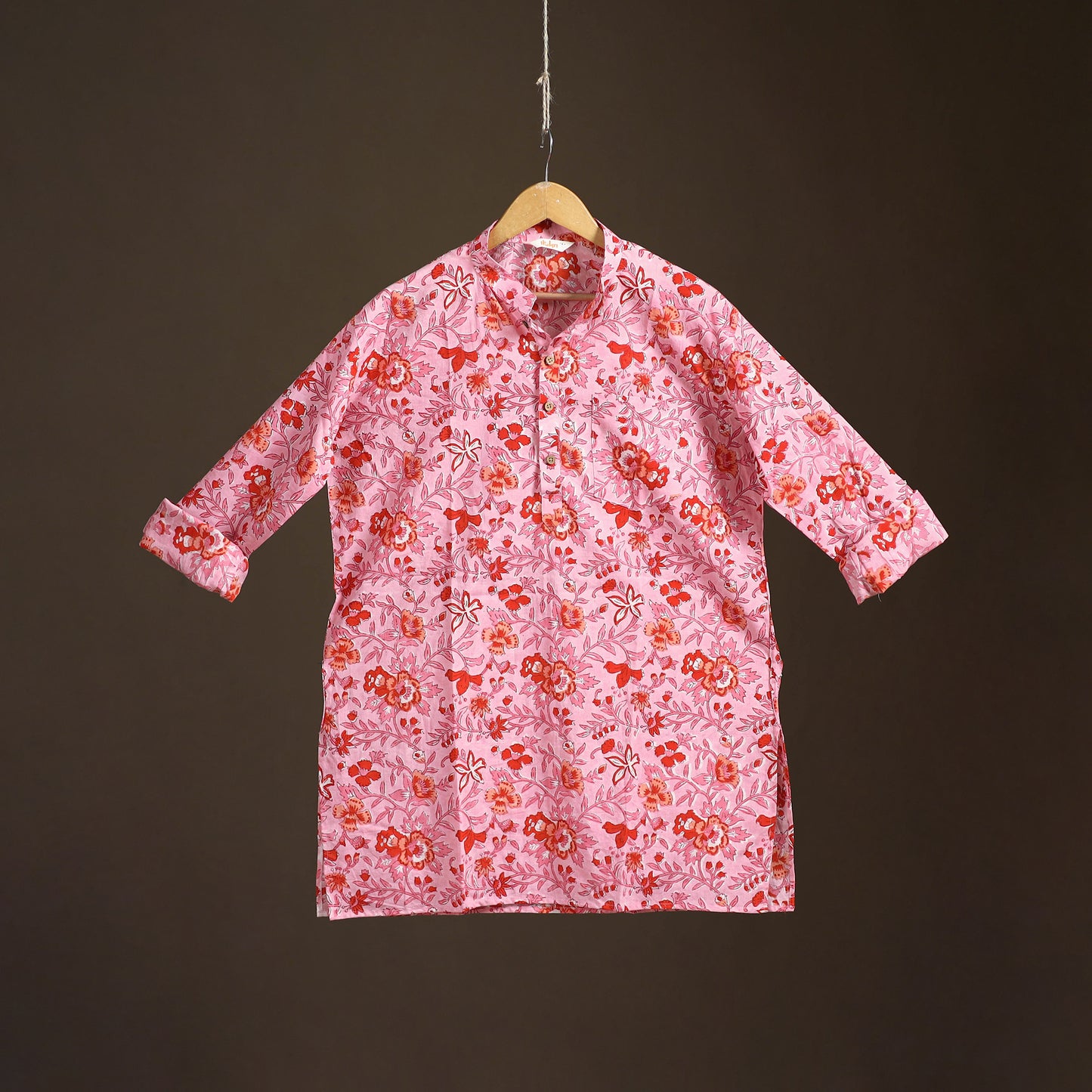 Sanganeri Hand Block Print Cotton Short Men Kurta  01