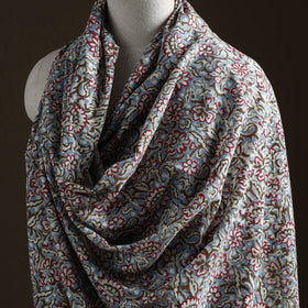 Floral Sanganeri Print Pure Merino Wool Handwoven Shawl 70