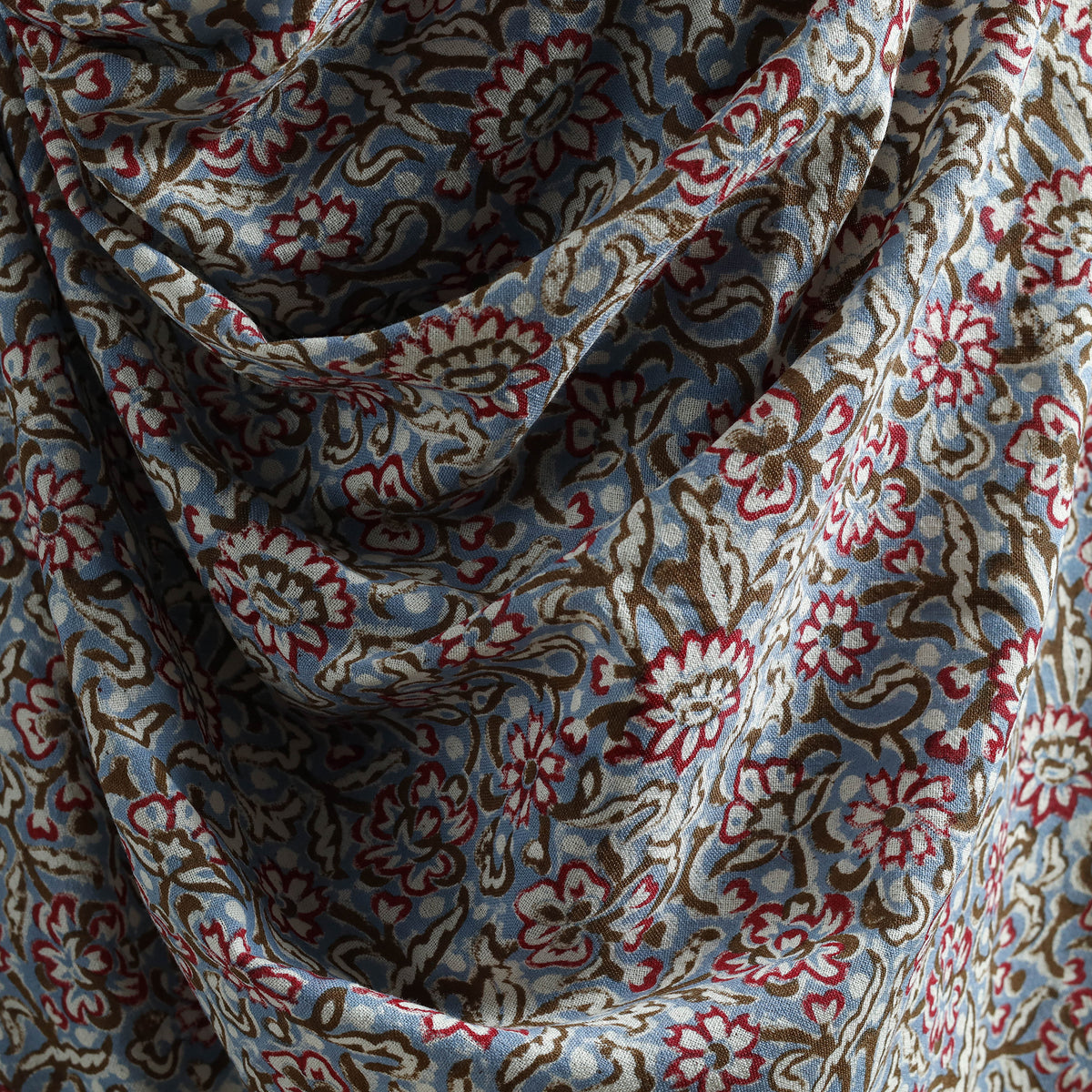Floral Sanganeri Print Pure Merino Wool Handwoven Shawl 70