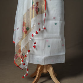 Jamdani Pure Handloom Muslin Unstitched Dress Material: Kurta with Dupatta 17