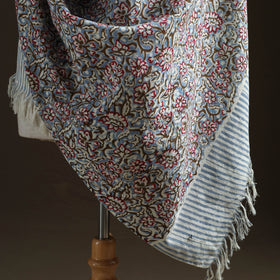 Floral Sanganeri Print Pure Merino Wool Handwoven Shawl 70