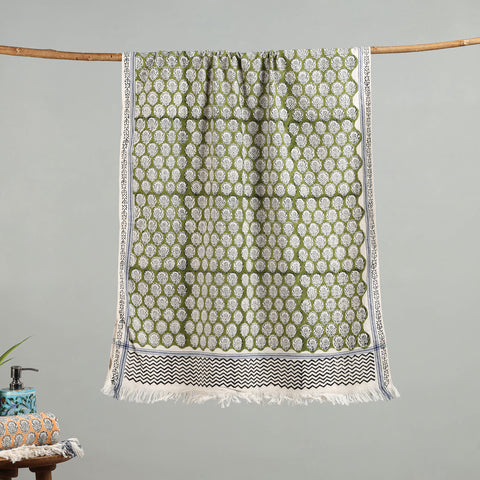 Green - cotton sanganeri towel 08 - handcrafted