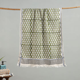 Green - cotton sanganeri towel 08 - handcrafted
