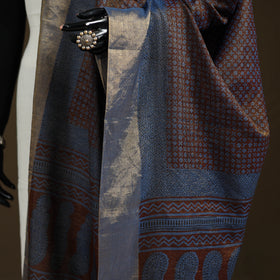 Bagh Hand Block Print Natural Dyed Tissue Zari Chanderi Silk Dupatta 07