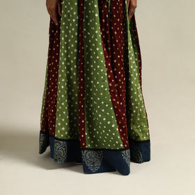 Multicolor - Bandhani Tie-Dye 24 Kali Patchwork Cotton Long Skirt 05