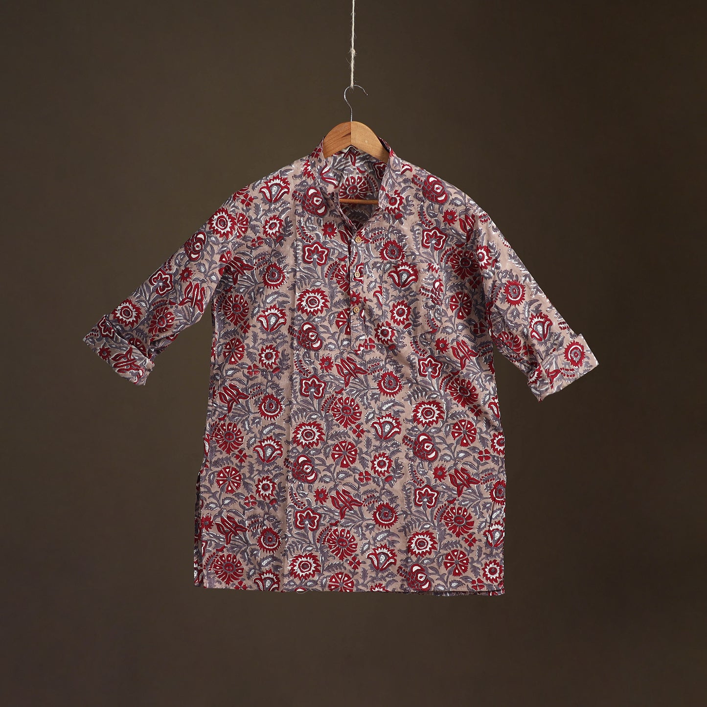 Sanganeri Hand Block Print Cotton Short Men Kurta 03