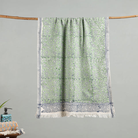 Green - cotton sanganeri towel 09 - handcrafted