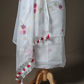 Jamdani Pure Handloom Muslin Unstitched Dress Material: Kurta with Dupatta 19