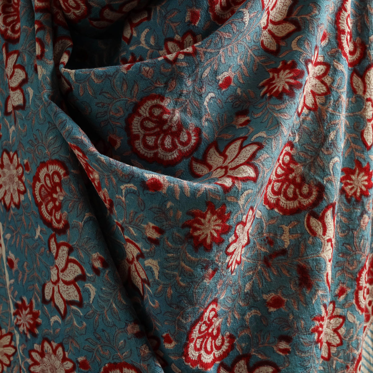 Floral Sanganeri Print Pure Merino Wool Handwoven Shawl 71