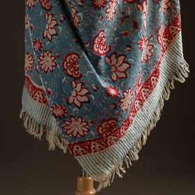 Floral Sanganeri Print Pure Merino Wool Handwoven Shawl 71