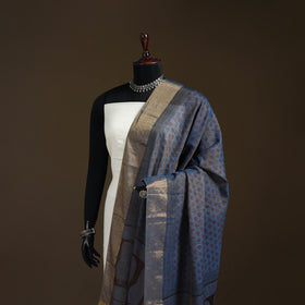Bagh Hand Block Print Natural Dyed Tissue Zari Chanderi Silk Dupatta 08