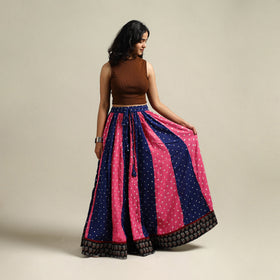 Multicolor - Bandhani Tie-Dye 24 Kali Patchwork Cotton Long Skirt 06