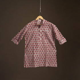 Sanganeri Hand Block Print Cotton Short Men Kurta 02