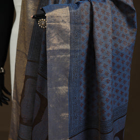 Bagh Hand Block Print Natural Dyed Tissue Zari Chanderi Silk Dupatta 08