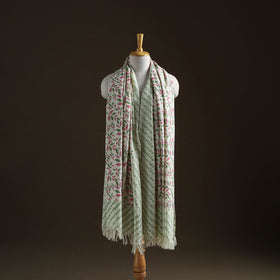 Floral Sanganeri Print Pure Merino Wool Handwoven Shawl 72