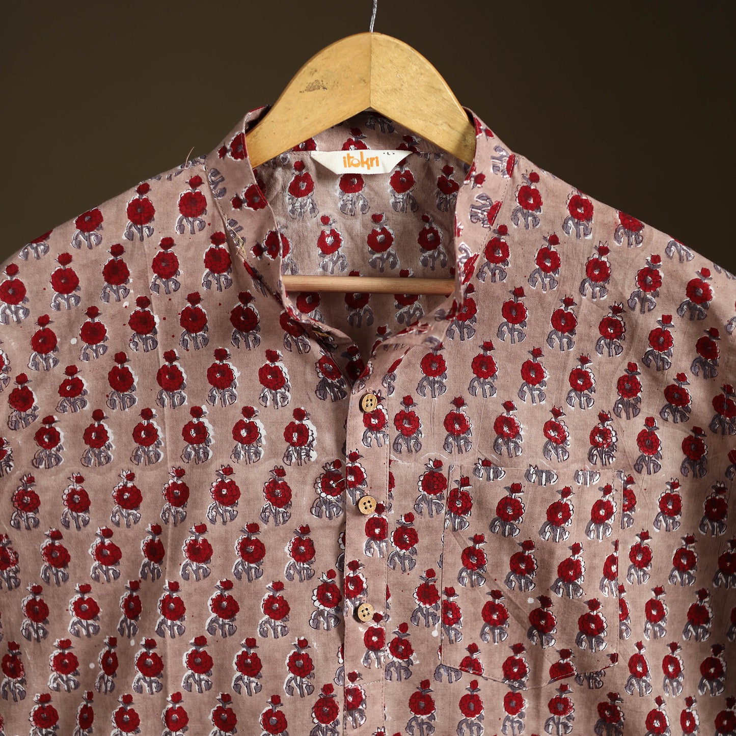 Sanganeri Hand Block Print Cotton Short Men Kurta 02
