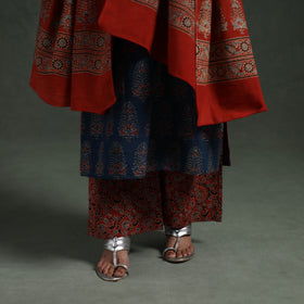Ajrakh Hand Block Print Natural Dyed Cotton Suit Set with Dupatta for women 03