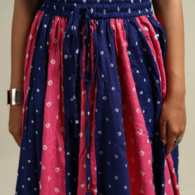 Multicolor - Bandhani Tie-Dye 24 Kali Patchwork Cotton Long Skirt 06