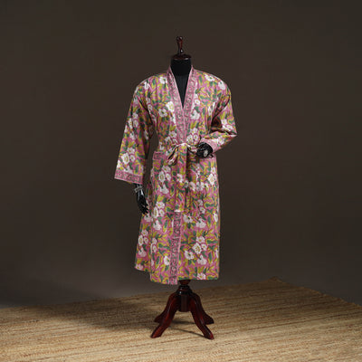 Sanganeri Hand Block Print Cotton Bath Robe 50