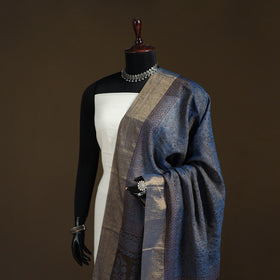 Bagh Hand Block Print Natural Dyed Tissue Zari Chanderi Silk Dupatta 09
