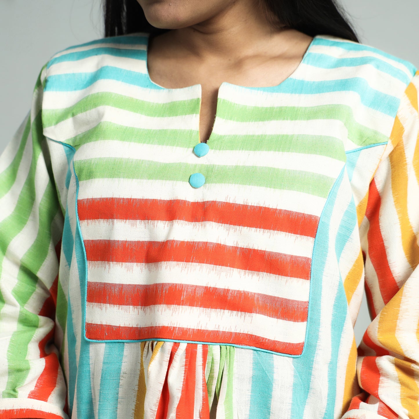 Buy Pochampally Double Ikat Cotton Flared Dress Online l iTokri.com