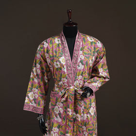 Sanganeri Hand Block Print Cotton Bath Robe 50