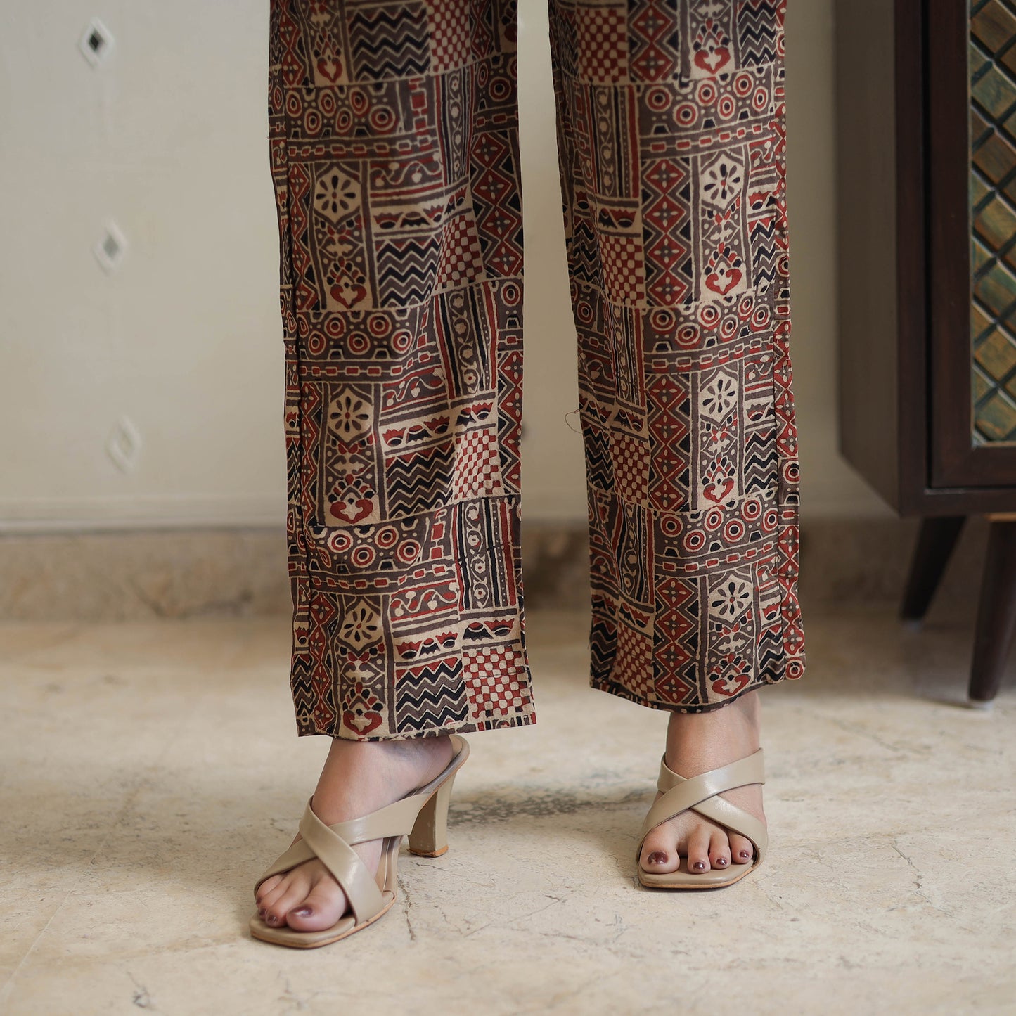 Brown - Block Printed Cotton Ajrakh Co-ord Set 07