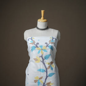 White - jamdani pure handloom muslin unstitched dress