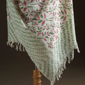 Floral Sanganeri Print Pure Merino Wool Handwoven Shawl 72