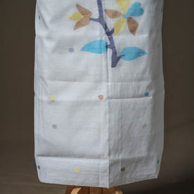 White - jamdani pure handloom muslin unstitched dress