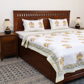 Double - Reversible Sanganeri Block Print Cotton Quilt Set