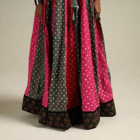 Multicolor - Bandhani Tie-Dye 24 Kali Patchwork Cotton Long Skirt 07