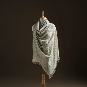 Floral Sanganeri Print Pure Merino Wool Handwoven Shawl 73