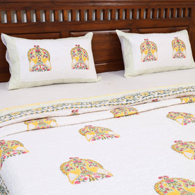 Double - Reversible Sanganeri Block Print Cotton Quilt Set