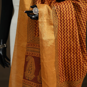 Bagh Hand Block Print Natural Dyed Tissue Zari Chanderi Silk Dupatta 10