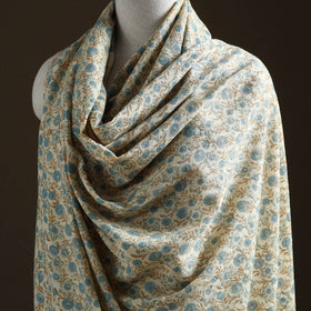Floral Sanganeri Print Pure Merino Wool Handwoven Shawl 73