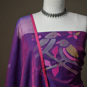 Purple - jamdani pure handloom muslin unstitched dress