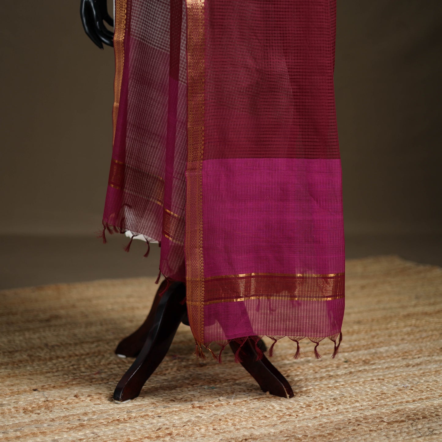 Pure Handloom Cotton Nizam Zari Border Mangalagiri Dupatta 08
