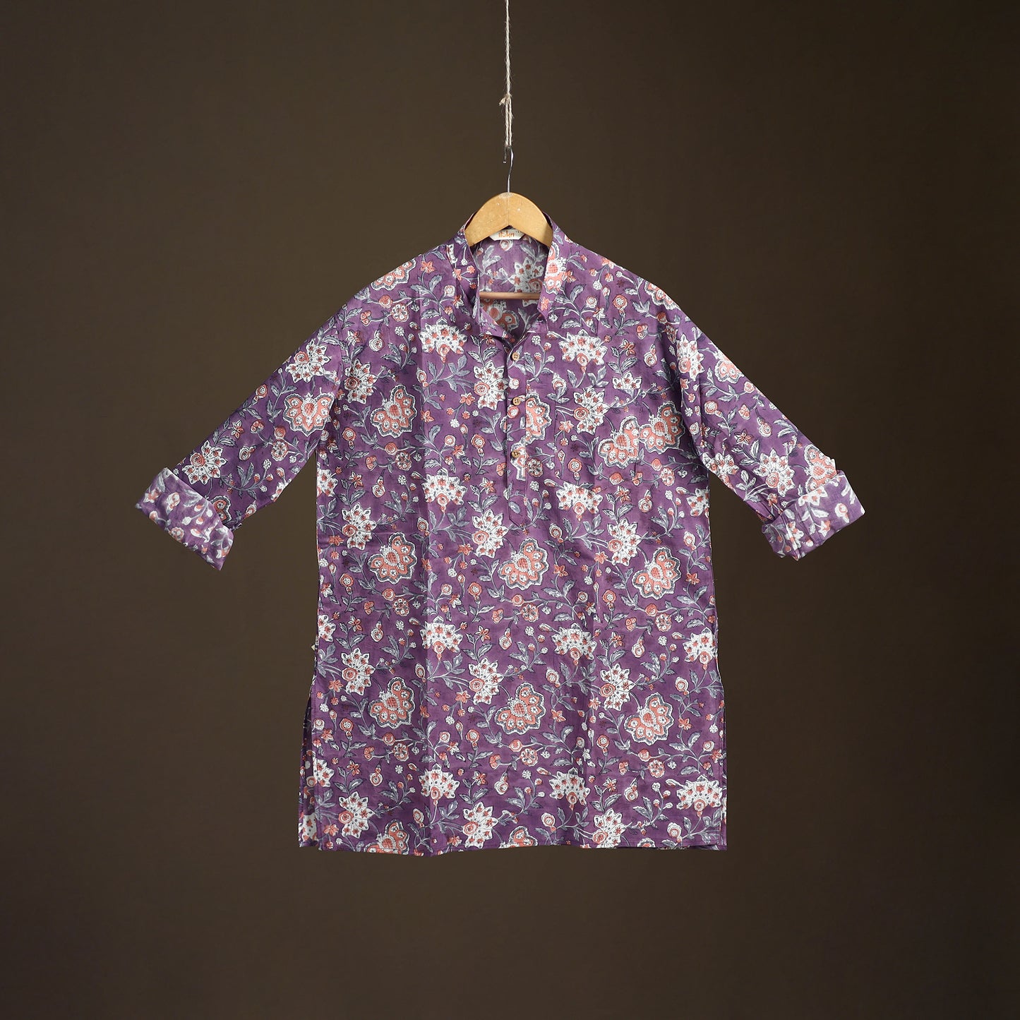 Sanganeri Hand Block Print Cotton Short Men Kurta  06