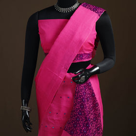 Pink - Assam Handloom Silk Cotton Mekhela Chador with Blouse Piece 09