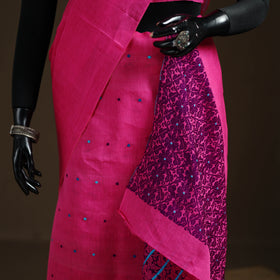 Pink - Assam Handloom Silk Cotton Mekhela Chador with Blouse Piece 09