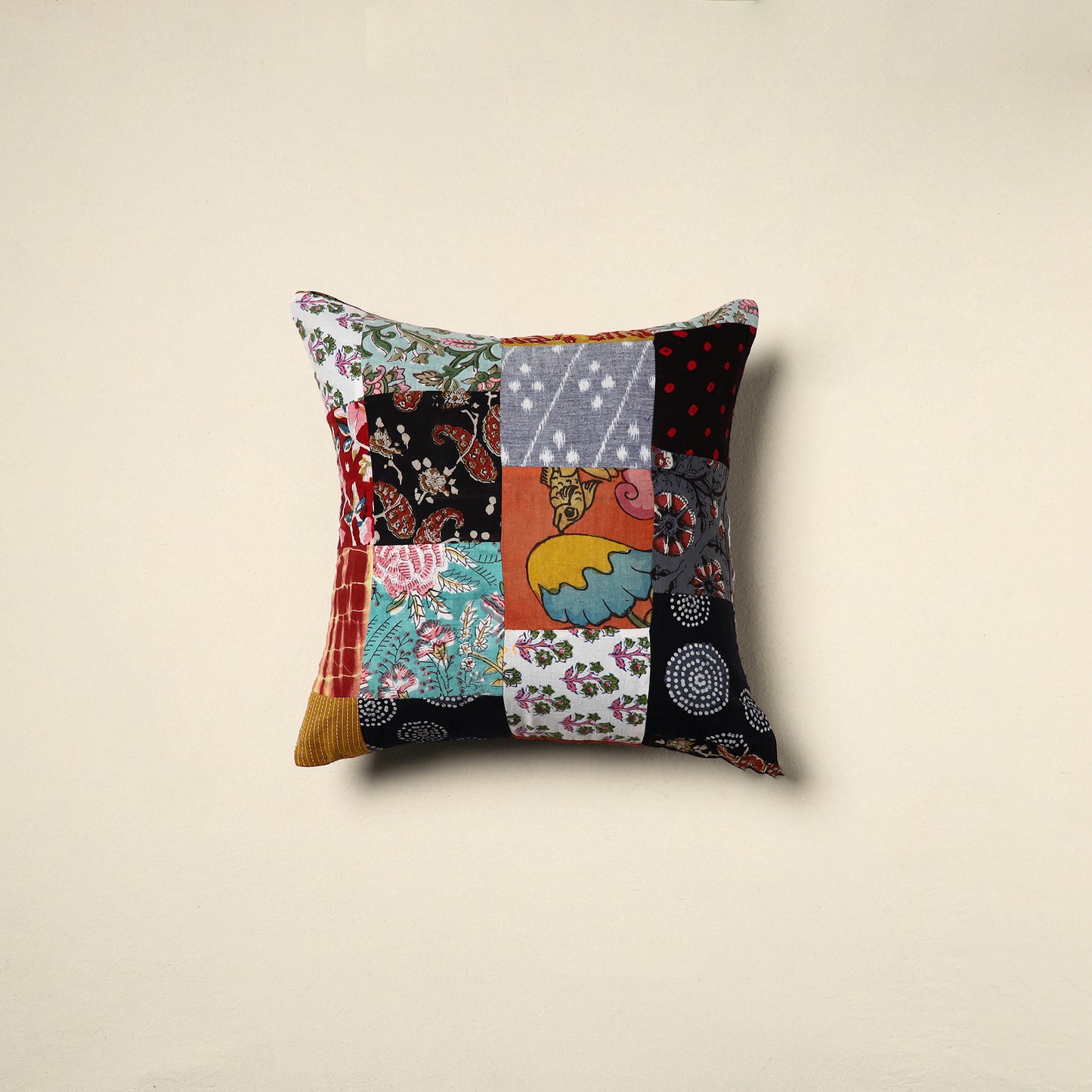 Multicolor Handcrafted Cotton Patchwork Cushion Cover