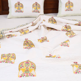 Double - Reversible Sanganeri Block Print Cotton Quilt Set