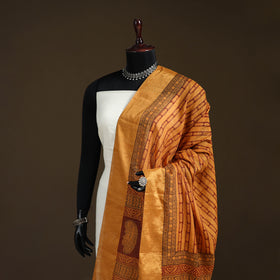 Bagh Hand Block Print Natural Dyed Tissue Zari Chanderi Silk Dupatta 11